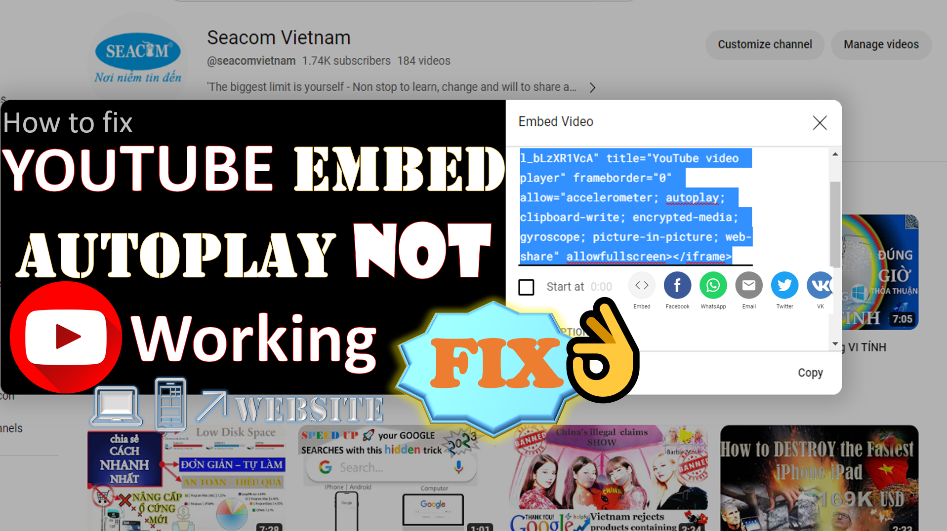 How to FIX YouTube Embed AUTOPLAY not working 